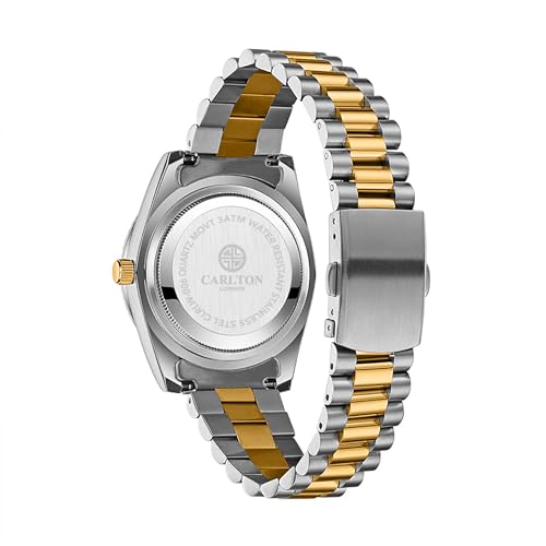 Image of Carlton London Harper Women Analog Watch, Round Dial, Stainless Steel Strap, Quartz Movement, Green Dial, Silver Strap, 30M Water Resistant | CLRLW-006