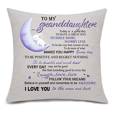 To My Granddaughter Throw Pillow Cover Cushion Cover Cushion Case Pillowcase Granddaughter Gifts from Grandma Grandpa Birthday Gifts (215) Cover