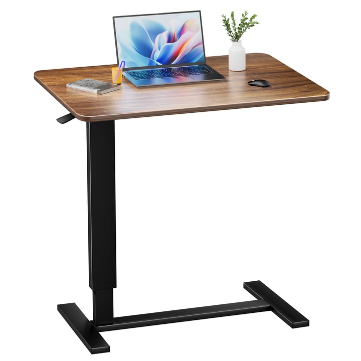 Corubak Adjustable Overbed Bedside Table with Wheels(31.2" W), Hospital Bed Table Over The Bed, Mobile Standing Desk Rolling Computer Cart, Laptop