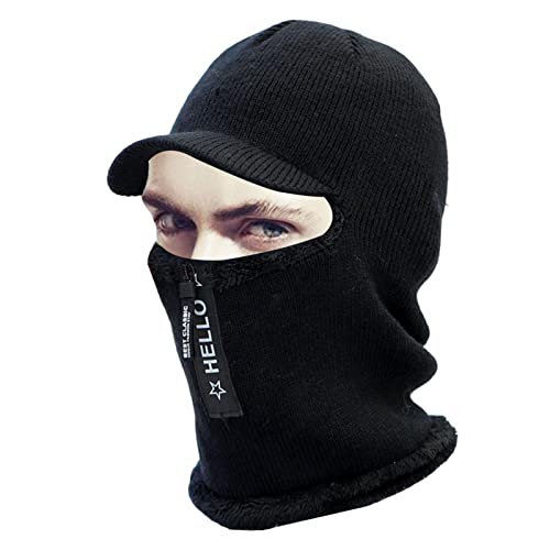 Pasamontañas de punto de invierno para hombre con calentador de cuello flexible, bufanda, forro polar, térmico, resistente al viento, elástico, cálido, cubierta facial para hombres y mujeres