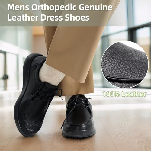 OrthoComfoot Men's Orthopedic Leather Dress Walking Shoes: Casual Plantar Fasciitis Fashion Sneakers with Arch Support, Comfortable Orthotic Business Work Oxfords for Foot and Heel Pain Relief2