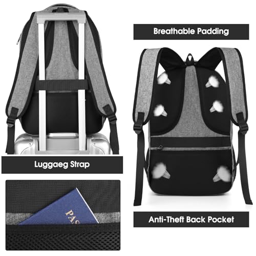 Image of BIKROD Laptop Backpack for Men and Women, 17 Inch Large School Backpacks for Teens, Business Anti Theft Durable Travel Back Pack, Water Resistant Computer Bag, Grey