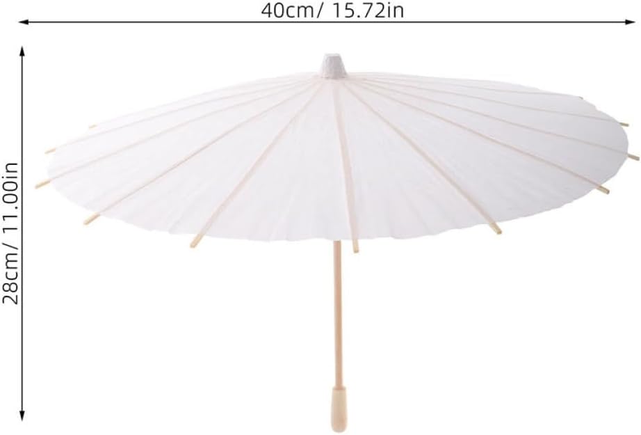 DIY Oiled Paper Parasol Umbrella Blank 40cm Diameter Chinese Japanese Stick Umbrella for Painting Cosplay Wedding Party Decoration