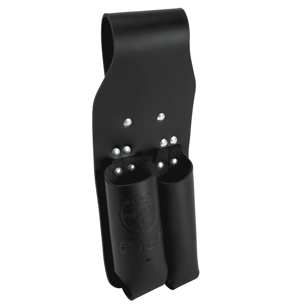 Klein Tools Lineman's Pouch, Leather Tool Holder for Pliers and Folding Rule with Tunnel Connection 5118RT