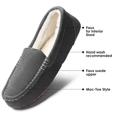 DREAM PAIRS Women's Fuzzy House Slippers Cozy Faux Fur Micro Suede Moccasins Slip on Loafer Shoes for Indoor and Outdoor,Size 7,Grey,AUZY-01