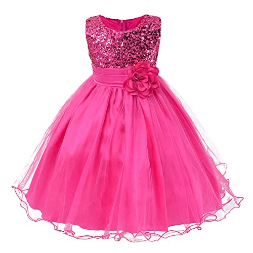 Little Girls' Sequin Mesh Tulle Dress Kids Sleeveless Flower Girls Birthday Party Dresses Prom Gown Princess Dress