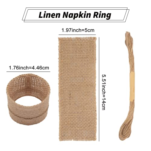 Comforing 100 Burlap Napkin Rings With Wired Edge, Napkin Bands With Hemp Rope, Napkin Ties For Country Wedding Decorations, Party, Dinner Table Decorations #TOP1