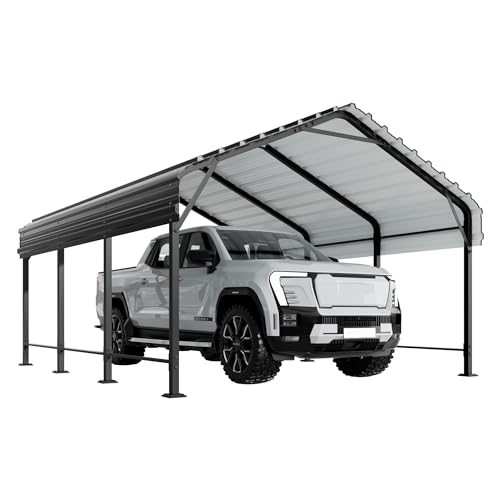 Image of Shintenchi 12x15 FT Metal Carport, Heavy Duty Carport Canopy with Enhanced Base and Frame,Outdoor Galvanized Garage Car Port for Cars, Boats,Tractors and Party