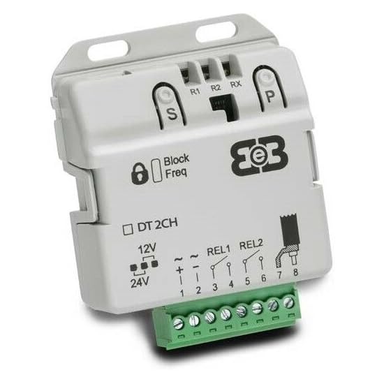 Dieffematic DT434 Ricevitore Radio 434 MHz - Box da Interno con Morsettiera, 2 Canali per Automazioni Cancelli