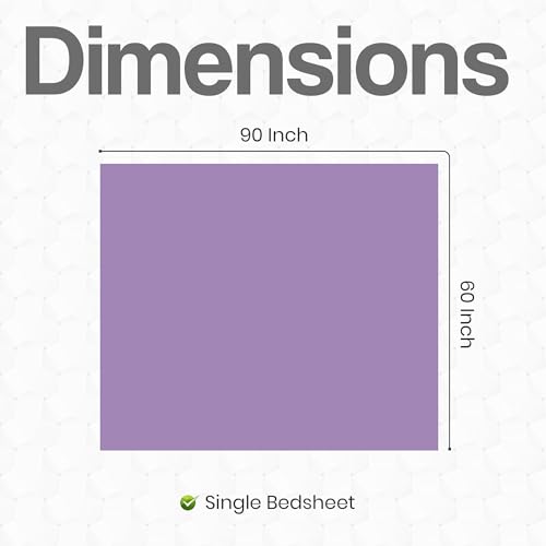 Image of FRESH FROM LOOM Microfiber Soft Solid Plain Single Size Bedsheet - 240 TC, Hypoallergenic Bed Sheet with 1 Pillow Covers (Size- 60 x 90 inch | Purple| Solid)