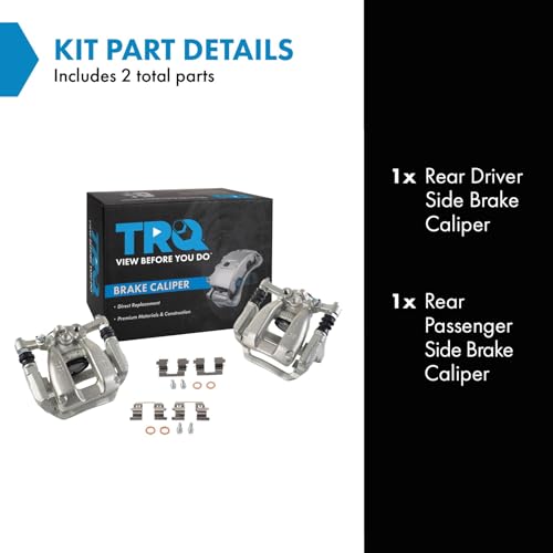 Image of TRQ Rear Brake Caliper Set Zinc Coated Brackets Hardware Compatible with 2017-2019 Buick LaCrosse 2016-2018 Chevrolet Malibu 2018-2020 Equinox 2018-2021 GMC Terrain