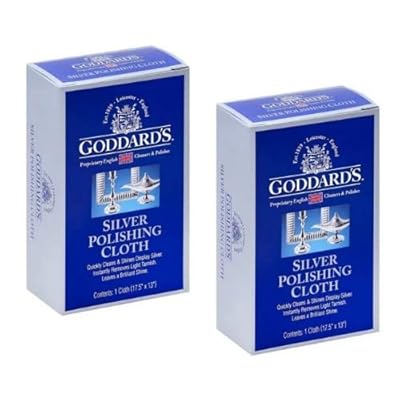 Goddard&rsquo;s Sterling Silver Polishing Cloth for Jewelry &ndash; 100% English Cotton Silver Cleaning Cloth to Dust &amp; Shine &ndash; Silver &amp; Gold Jewelry Polishing Cloths wExclusive Anti-Tarnish Agents 2-Pack