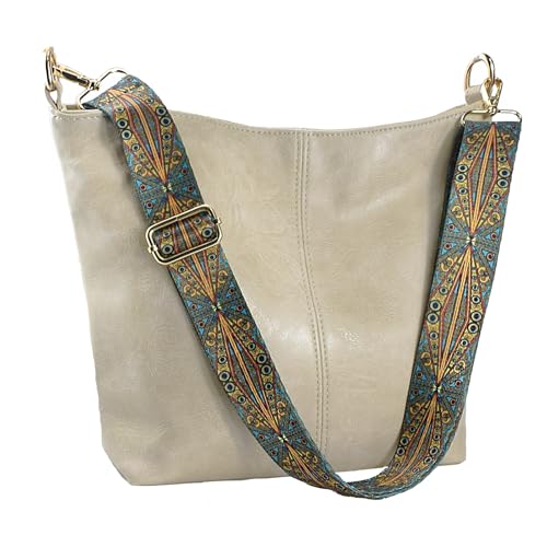 Image of Hobo Bags Vegan Leather Crossbody Bag Guitar Strap Shoulder Purses with Zipper Handbags for Women