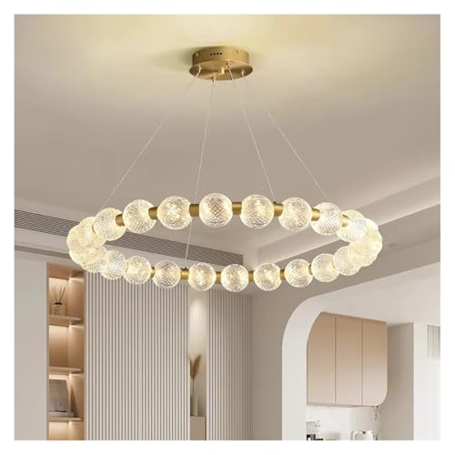Lustre LED boule de 65cm couleur crème pour salle à manger et salon style nordique