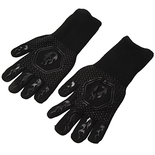 Eeneme Guantes para Barbacoa Ignífugos 800 ℃ Resistentes Al Calor Guantes de Silicona de Doble Cara Grandes para Parrilla para Horno Barbacoa Cocinar Negro