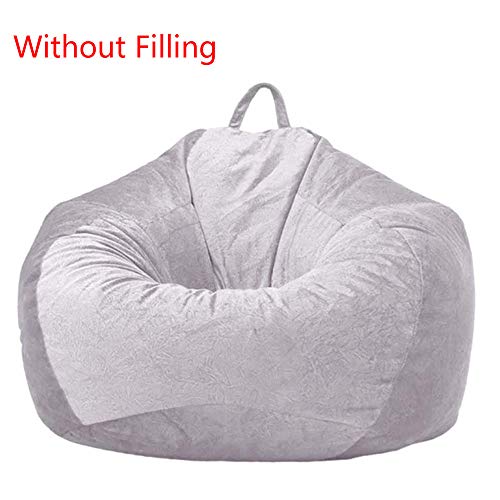 YFYTYG-PX Funda De Puf, Puf Gigante Funda De Puff Material De Pelo Corto Suave Funda De Puff Grande Sofá para Exterior E Interior Sin Relleno,Light Gray,M: 75x95cm