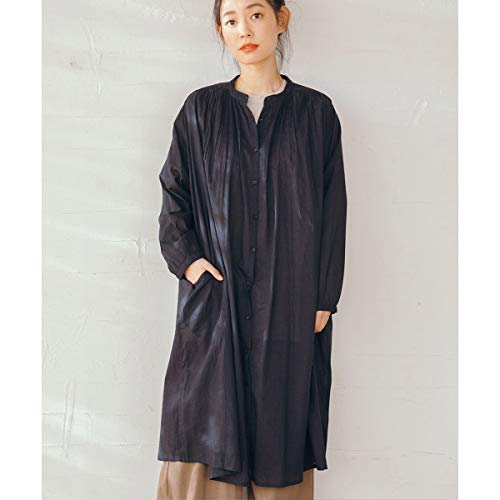 ラナン（Ranan） インド綿ギャザーワンピース【ブラック/M-L】