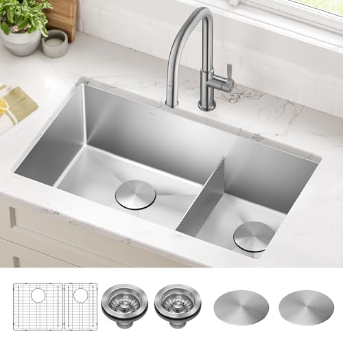 Kraus Kitchen Sinks Undermount - 32 Inch Stainless Steel Kitchen Sink, 60/40 Double Bowl, 16 Gauge, Model KHU103-32 - image 2