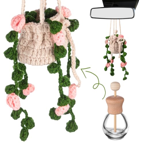 Image of Cute Crochet Plant for Car 12ml Diffuser Bottle,Pink, Green,Flower
