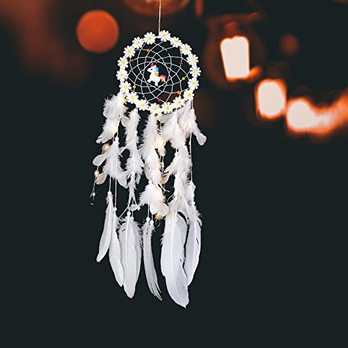 Atrapasuenos de unicornio blanco para decoracion de pared de boda y eventos boho 3