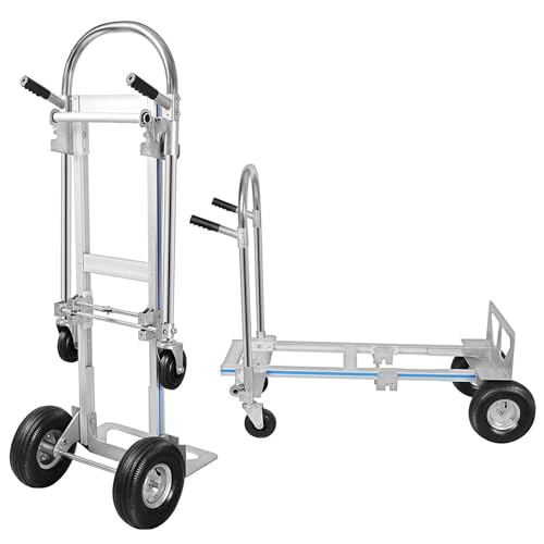Leomru Aluminum Hand Truck, Heavy Duty Convertible Hand Truck Dolly 2 in 1 Design, 880 LBS Utility Cart Dolly Cart with Rubber Wheels Commercial Grade for Transportation in Warehouse