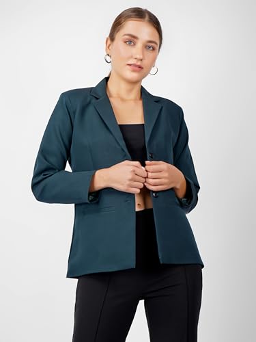 Image of modny Women's Formal Cotton Blazer | Single-Breasted, Button Closure, Long Sleeves Blazer for Girls | Professional Outfit for Office & Meetings