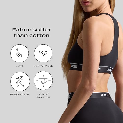 Image of Woxer Boss Bralette for Women - Wireless, Seamless Racerback - Modal Sports Bra, Lounge, Sleep Bralette, Wireless Bra