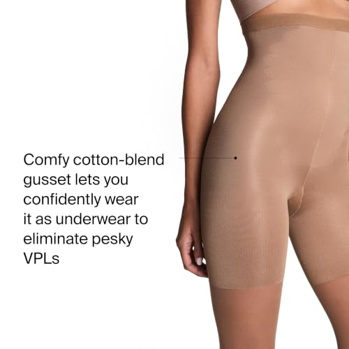 Image of SPANXshape High-Waisted Mid-Thigh Sheers - Comfortable Tummy Control Shapewear - Sheer Pantyhose - No Visible Panty Lines