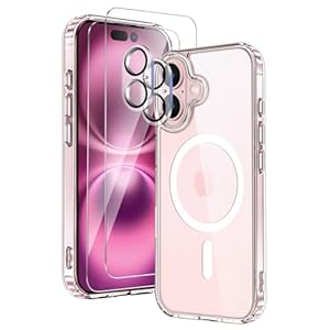 COPIKE Funda Magnética para iPhone 16 con 2 Cristal Templado y 2 Protector Cámara, Compatible con MagSafe, Carcasa Antigolpes Anti-Amarillo Tapa Trasera Resistente Arañazos, Transparent