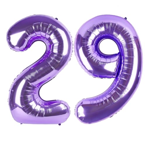 Image of 29 Balloon 40 inch Purple Number Balloons for 29 Birthday Party Decorations | Saturated Color, Large 40 in, With Straw & Hanging Hole, For Back-to-School Season, Wedding, Christmas, New Year, Anniversary