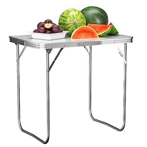 BRIEFNESS Mesa plegable con asa para camping, buffet, boda, mercado, jardín, fiesta, coche, barco, establo, pícnic, mesa plegable portátil, ligera, 80 x 60 x 69 cm