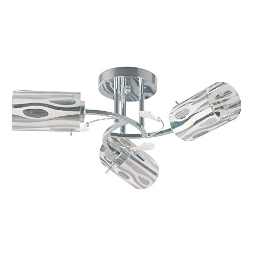INLITE Lumicentro Lampara de Techo Estilo contemporaneo, 3 Luces, Acabado en Cromo, Pantalla de Vidrio en Cromo/Blanco, Ideal para Espacios Interiores.