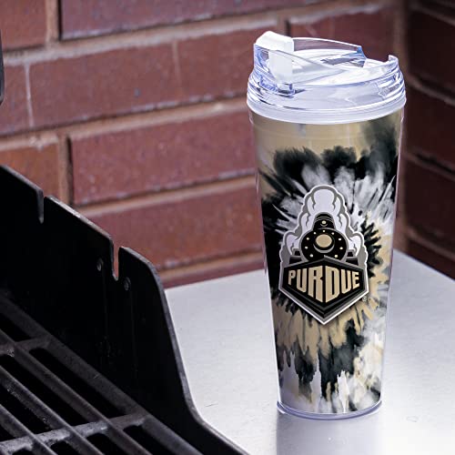 Image of Rico Industries NCAA Glitter 24oz Acrylic Glitter Tumbler with Hinged Lid, Officially Licensed Double Wall Tumbler with Straw