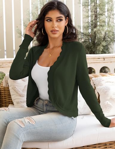 Image of OmicGot Women's Long Sleeve Cardigan Sweaters Open Front Cropped Bolero Shrugs for Dresses S-XL