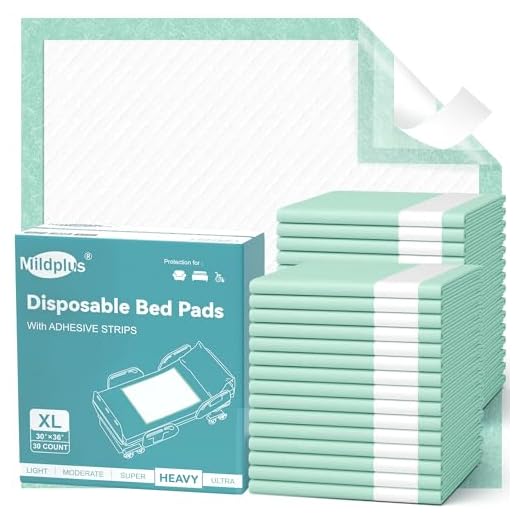 MILDPLUS Bed Pads with Adhesive Strips 30'' X 36'' Disposable Underpads Extra Large Thicker Incontinence Pads for Unisex Adult, Senior, Kids and Pet (30 Count)