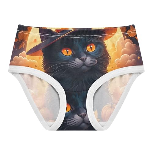 Halloween Cute Black Cat Orange Girls Underwear Toddler 2t Cotton Panties for Girl Pattern Briefs Underpants