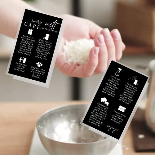 Crafters Cup Wax Melt Care Instruction Card | 50 Pack | 2X3.5 Inch Inch Business Card Size | Handmade Wax Melt Black With White Design, Black, White, 3.5 X 2 Inches #TOP6