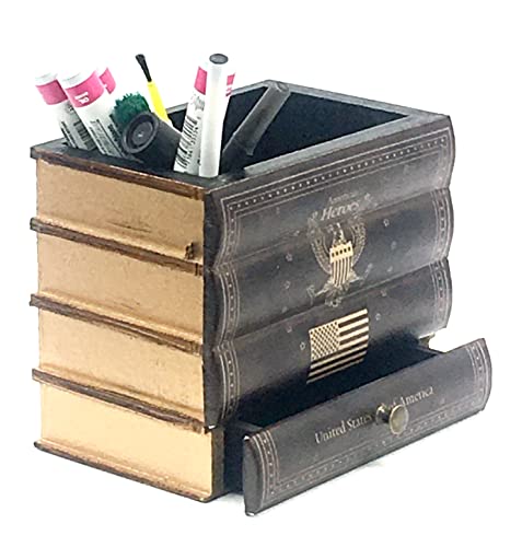 Bellaa Pen Pencil Holder American Flag Patron Decorative Desk Organizer Study Space Unique Rustic Vintage Office Desktop Table Home Decor - Thumbnail 6