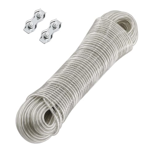 alwaiiz Wäscheleine mit Stahlkern 30m, Wäscheseil Draußen mit 2 Stück Spanner, Wäscheleine Extra Stark für Balkon und Garten, Tragfähigkeit von 120kg