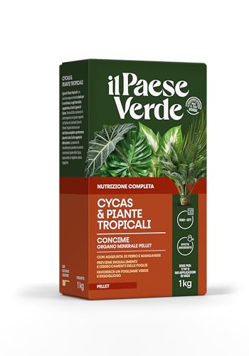 Concime Piante Verdi Tropicali 1kg - Fertilizzante Naturale Per Cycas Con Azoto Organico, Fosforo E Potassio Per Foglie Sempre Verdi E Rigogliose - Il Paese Verde