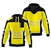 Mens Hi Vis Hoodie Safety Work Wear Sweatshirt Security Reflective Tape High Viz Hoodie High Visibility Pullover Hooodie Top Front Zipped Pocket S/2XL (Black Yellow, XXL) #2