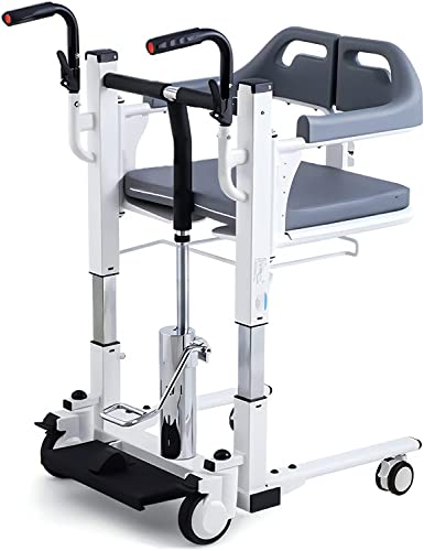 Hydraulic Patient Lift Wheelchair for Home Portable Transfer Lift with 180° Split Seat and Potty Bucket Transport Wheelchair Loa