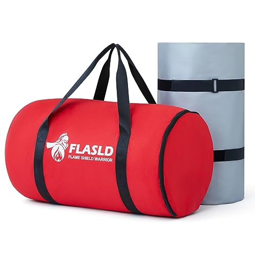 Image of FLASLD Car Fire Blanket-20ft x 30ft, Large Fireproof Blanket Fire Extinguisher Blanket for Electric /Fuel Vehicle Accidents, Silicone Coated Fibergalss Cover, Heat Resistant Fire Suppression Blankets