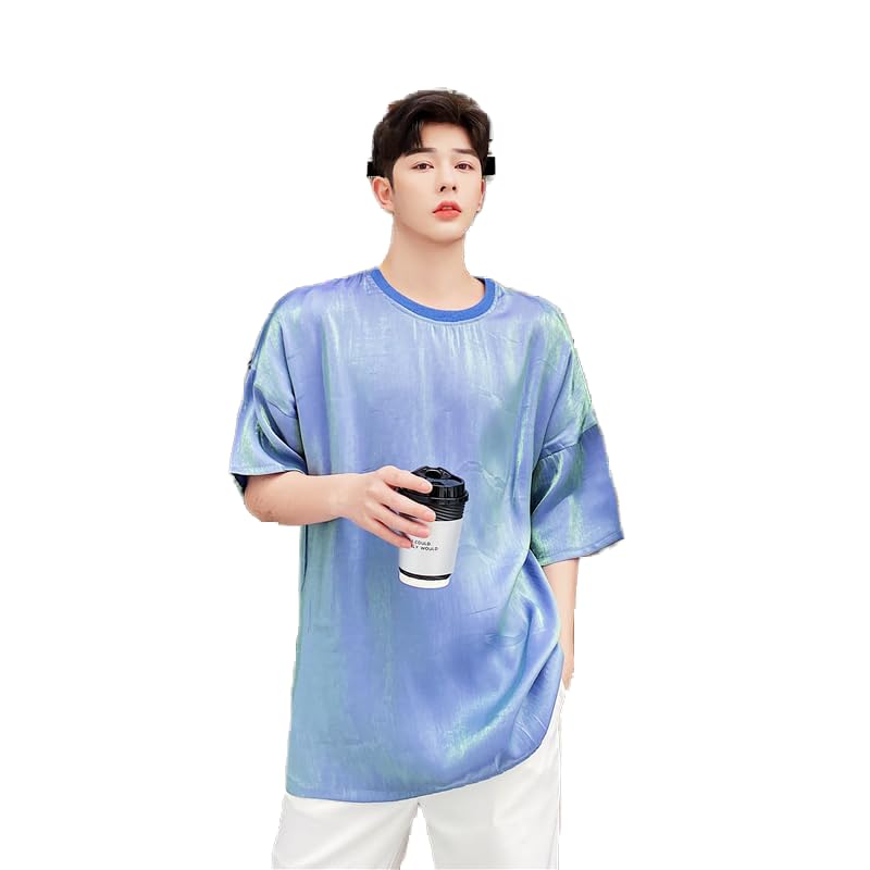 Generic2023 summer Korean style Personality Polarized light T shirts men casual loose Dazzling Tee shirts for men,M-XXL