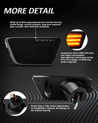 Bestview Led Side Marker Light Assembly, Front Bumper Park Signal Lamps Compatible For Chevy Cruze 2011 2012 2013 2014 2015, Driver & Passenger Side, Smoked Len #TOP1