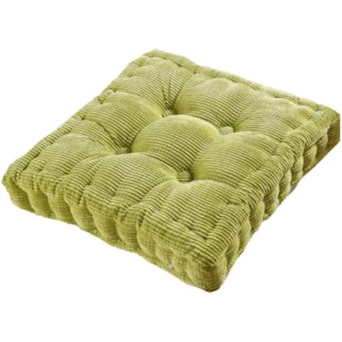 WhiteForest 座布団 低反発 クッション 腰当て おしゃれ 無地 座り心地いい 厚手 健康クッション 座椅子 椅子用 フロア 座布団カバー ソファ枕 通気性 滑り止め スクエアタ (40x40*9cm,グリーン)