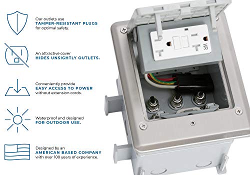 Lew Electric Ob-1-Sh Outdoor Pop Up Floor Box With Gfi Outlet, Stainless Steel Top, Hex Key Open #TOP1