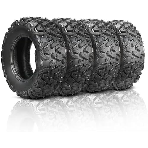 TUFFIOM Set of 4 ATV/UTV All-terrain Tires 25x8-12 Front 25x10-12 Rear, 6 PR, Tubeless