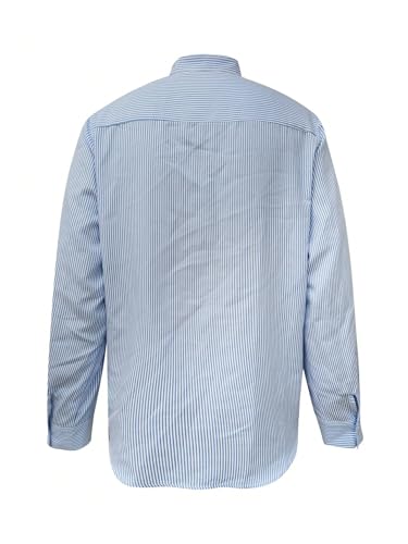 Men's Striped Dress Shirts Long Sleeve Button Down Banded Collar Business Casual Shirt2