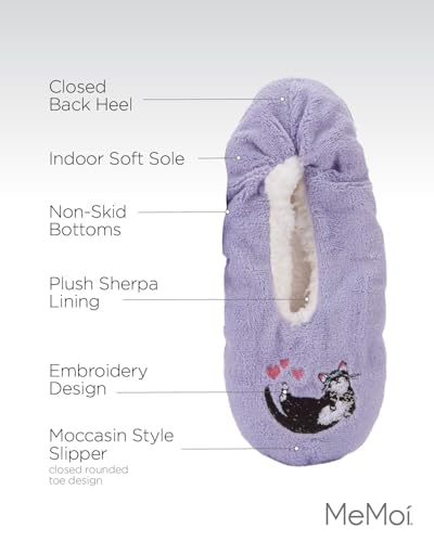 MeMoi Women's Cat Mom Sherpa Lined Slippers3